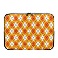 Orange And White Argyle Pattern Print Laptop Sleeve