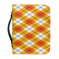 Orange And White Argyle Pattern Print Leather Bible Cover