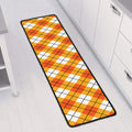 Orange And White Argyle Pattern Print Long Kitchen Mat