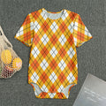 Orange And White Argyle Pattern Print Men's Bodysuit