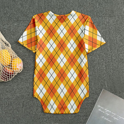 Orange And White Argyle Pattern Print Men's Bodysuit