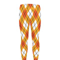 Orange And White Argyle Pattern Print Men's Leggings