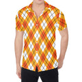 Orange And White Argyle Pattern Print Men's Shirt
