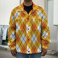 Orange And White Argyle Pattern Print Men's Shirt Jacket
