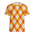 Orange And White Argyle Pattern Print Men's Athletic T-Shirt