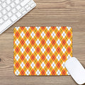 Orange And White Argyle Pattern Print Mouse Pad