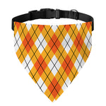 Orange And White Argyle Pattern Print Over The Collar Dog Bandana
