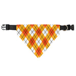 Orange And White Argyle Pattern Print Over The Collar Dog Bandana