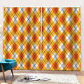 Orange And White Argyle Pattern Print Pencil Pleat Curtains