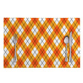 Orange And White Argyle Pattern Print Placemat