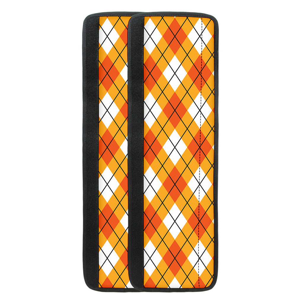Orange And White Argyle Pattern Print Refrigerator Handle Covers