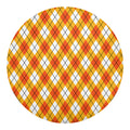 Orange And White Argyle Pattern Print Round Blanket