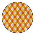 Orange And White Argyle Pattern Print Round Floor Mat