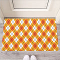 Orange And White Argyle Pattern Print Rubber Doormat