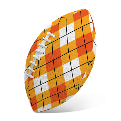 Orange And White Argyle Pattern Print Rugby Ball