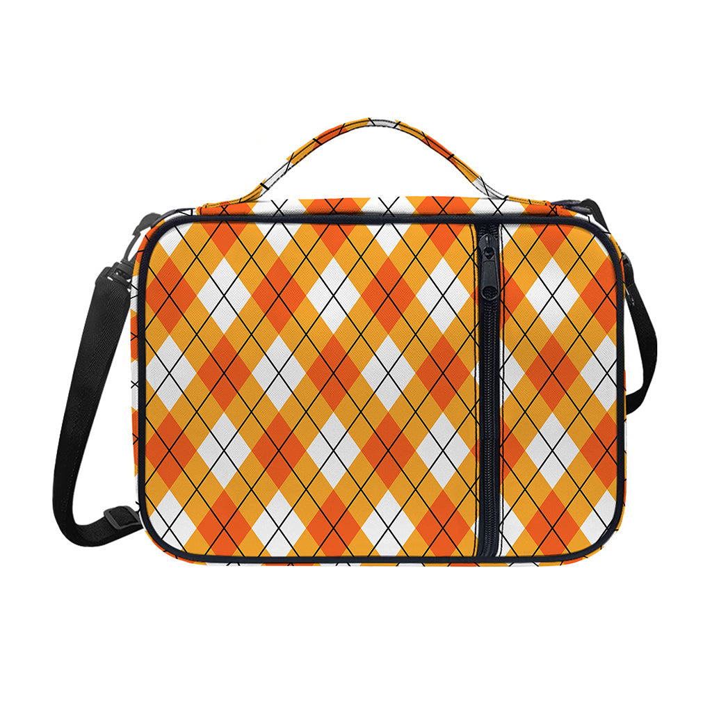 Orange And White Argyle Pattern Print Shoulder Strap Bible Bag