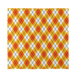 Orange And White Argyle Pattern Print Silk Bandana