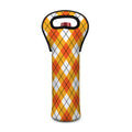 Orange And White Argyle Pattern Print Single Neoprene Wine Tote