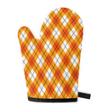 Orange And White Argyle Pattern Print Single Oven Mitt
