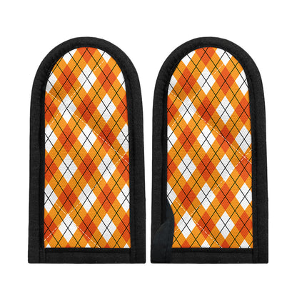 Orange And White Argyle Pattern Print Skillet Handle Cover