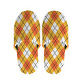 Orange And White Argyle Pattern Print Slippers