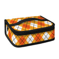 Orange And White Argyle Pattern Print Small Lunch Bag