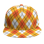 Orange And White Argyle Pattern Print Snapback Cap