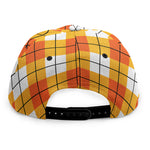 Orange And White Argyle Pattern Print Snapback Cap