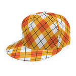Orange And White Argyle Pattern Print Snapback Cap