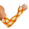 Orange And White Argyle Pattern Print Sun Protection Arm Sleeves