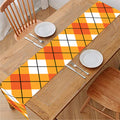 Orange And White Argyle Pattern Print Table Runner