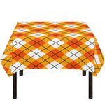 Orange And White Argyle Pattern Print Tablecloth