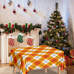 Orange And White Argyle Pattern Print Tablecloth