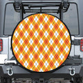 Orange And White Argyle Pattern Print Tire Cover