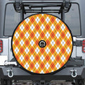Orange And White Argyle Pattern Print Tire Cover With Camera Hole