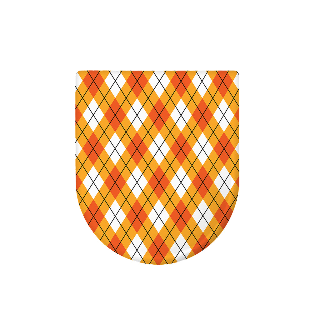 Orange And White Argyle Pattern Print Toilet Lid Cover