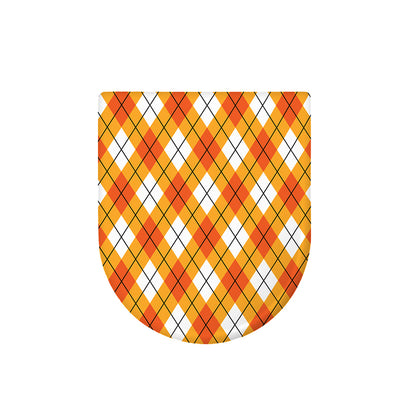 Orange And White Argyle Pattern Print Toilet Lid Cover
