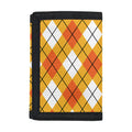Orange And White Argyle Pattern Print Trifold Wallet