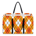 Orange And White Argyle Pattern Print Utility Tote Bag