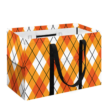 Orange And White Argyle Pattern Print Utility Tote Bag