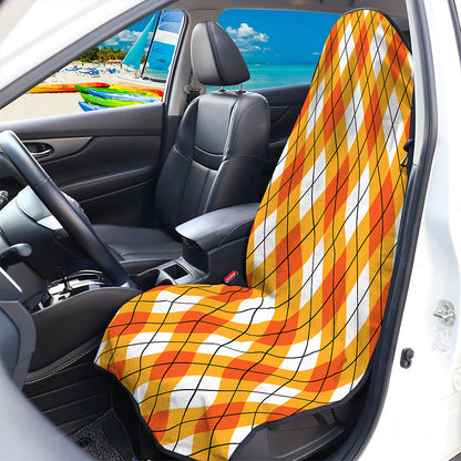 Orange And White Argyle Pattern Print Waterproof Car Seat Cover