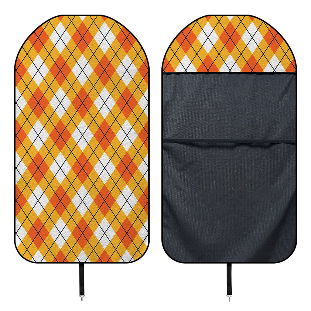 Orange And White Argyle Pattern Print Waterproof Car Seat Cover