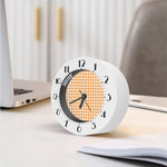 Orange And White Check Pattern Print Alarm Clock