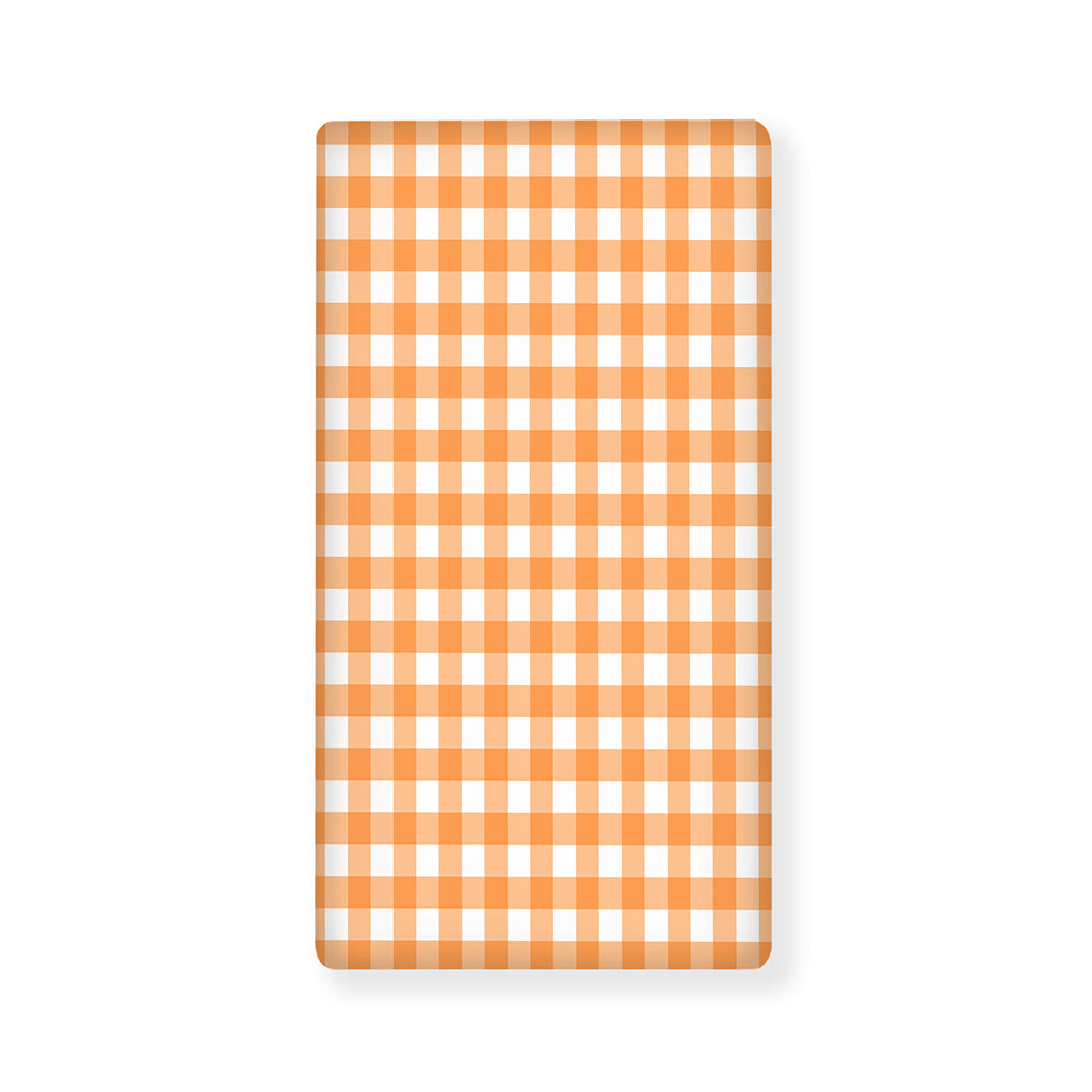 Orange And White Check Pattern Print Baby Crib Sheet