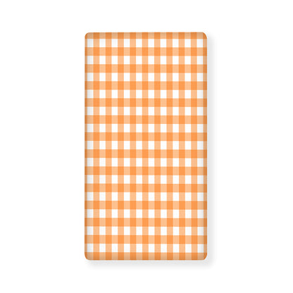 Orange And White Check Pattern Print Baby Crib Sheet