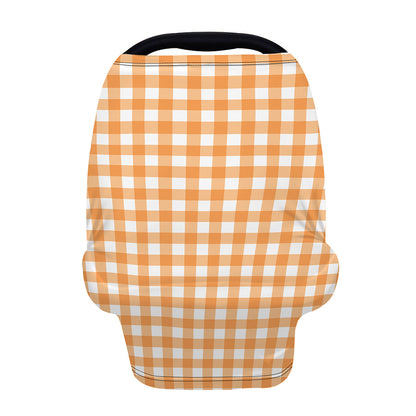 Orange And White Check Pattern Print Baby Seat Cover