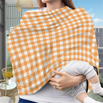 Orange And White Check Pattern Print Baby Seat Cover
