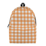 Orange And White Check Pattern Print Backpack