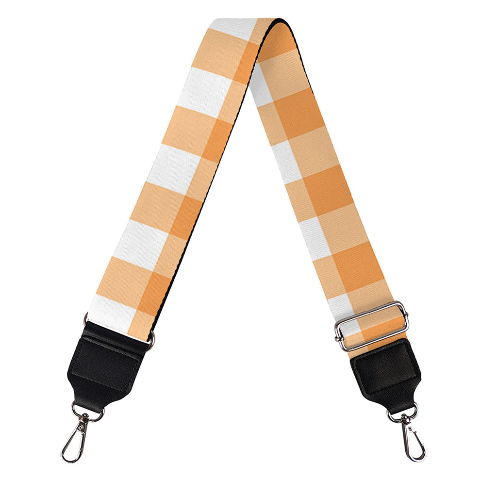 Orange And White Check Pattern Print Bag Strap