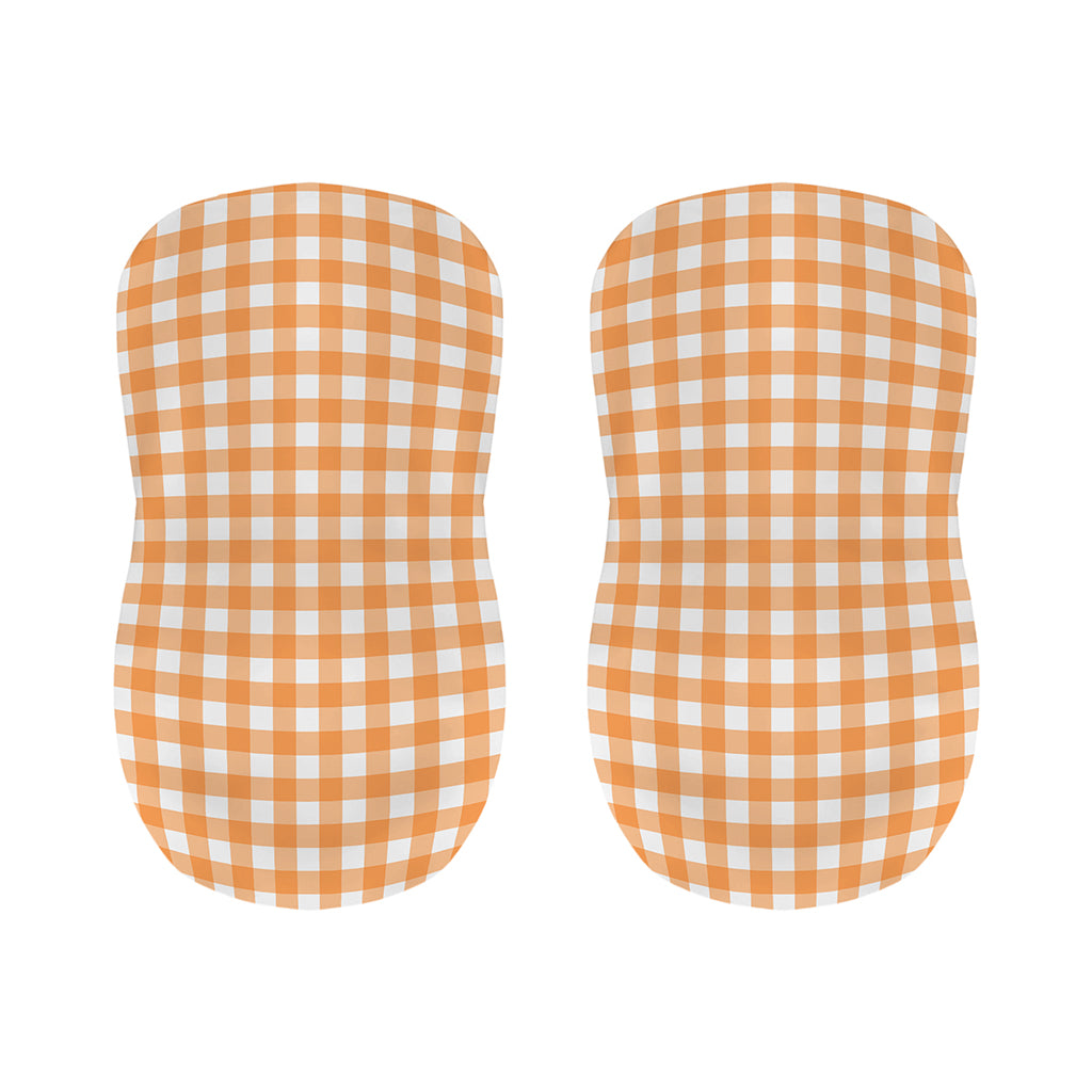 Orange And White Check Pattern Print Bar Stool Covers